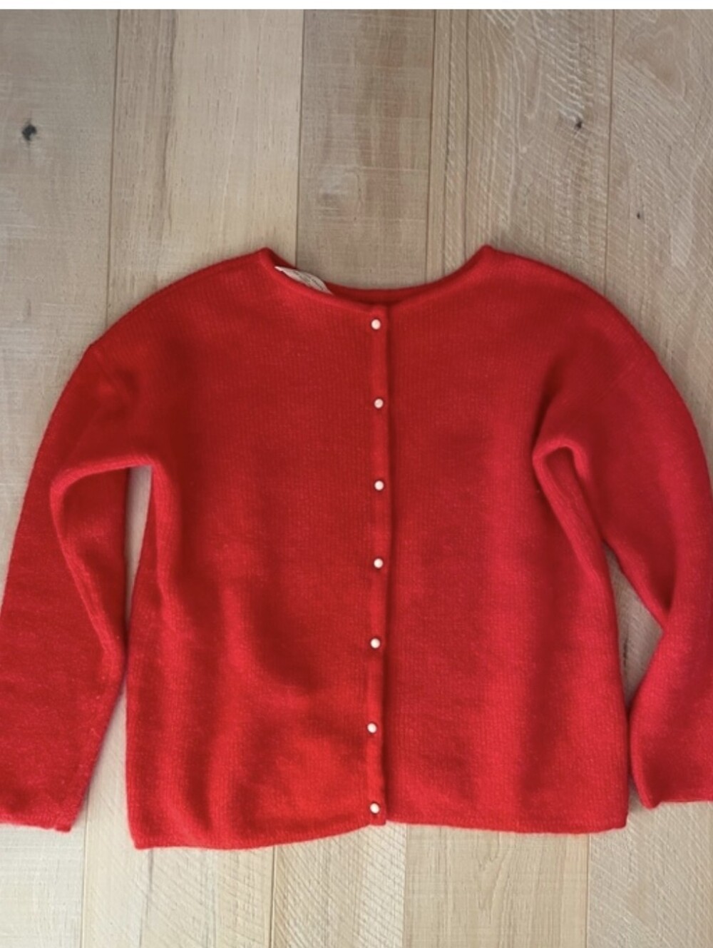 Sézane Gaspard Bright Red Pearl-Button Cardigan